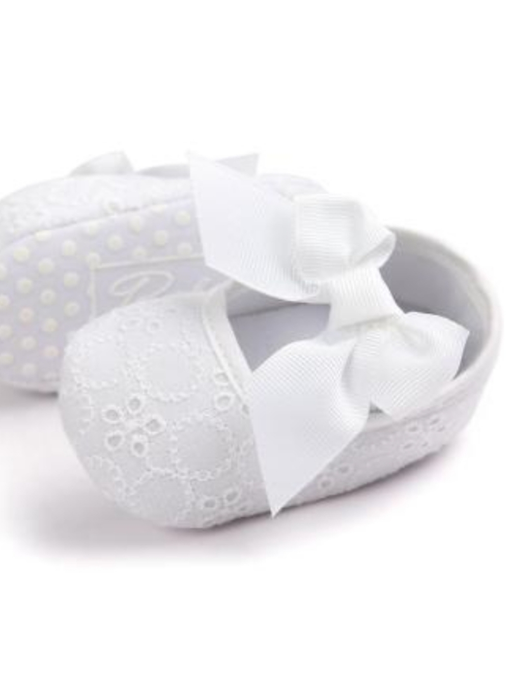 Baby Girls White Eyelit Ribbon Prewalker Shoes /Christening